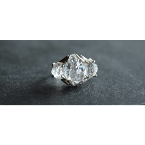 Raw Diamond Engagement Ring Unique Gemstone Sterling Silver Size 4 5 6 7… - Picture 4 of 10